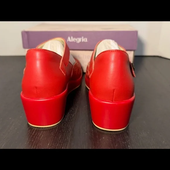 Alegria Hayes Ruby Breeze Mary Jane Wedge Heel Shoes Red Womans EU 38/US 8-8.5 - Picture 8 of 16